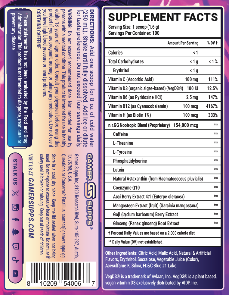 Gunpowder Rush by Saruei - 100 Servings Nährwertangaben anzeigen