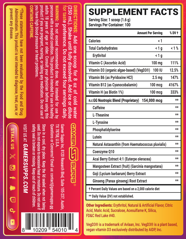 Strawberry Lemonade - 100 Servings Nutrition Chart