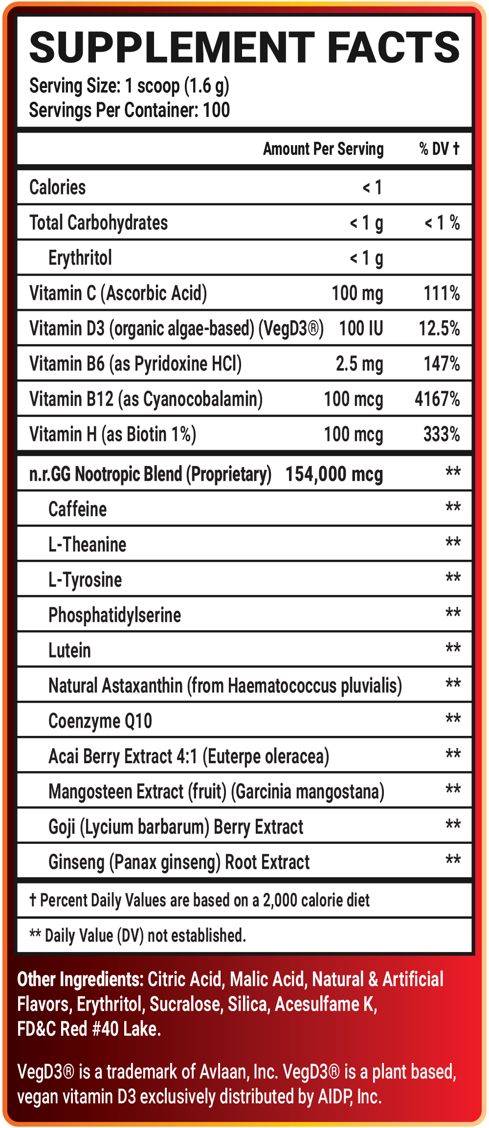 Burning Dragon Punch - 100 Servings View Supplement Facts