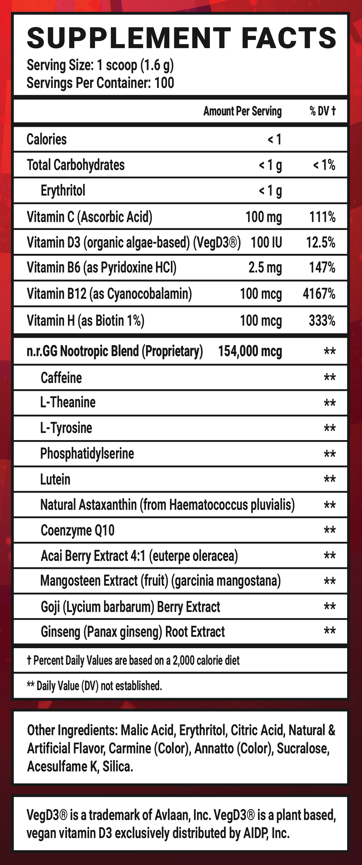 Red 40 - 100 Servings View Supplement Facts