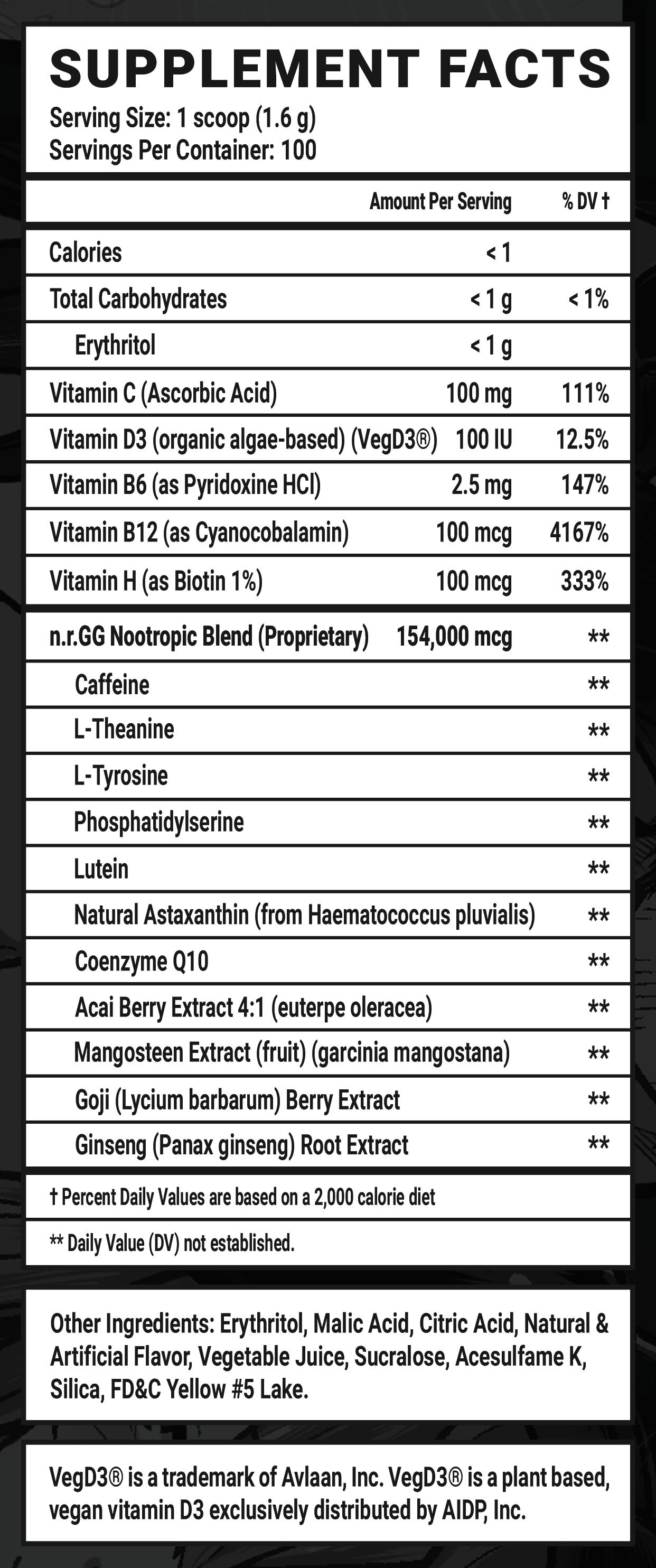 Schlatt Milk - 100 Servings Nutrition Chart