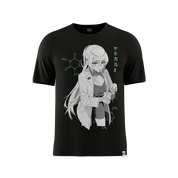Black short-sleeve t-shirt with a plain back and a crew neck in 6XL size
