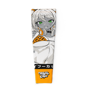 White gaming sleeve with orange tiger-striped helmet, leopard print bikini, and black and orange accents.